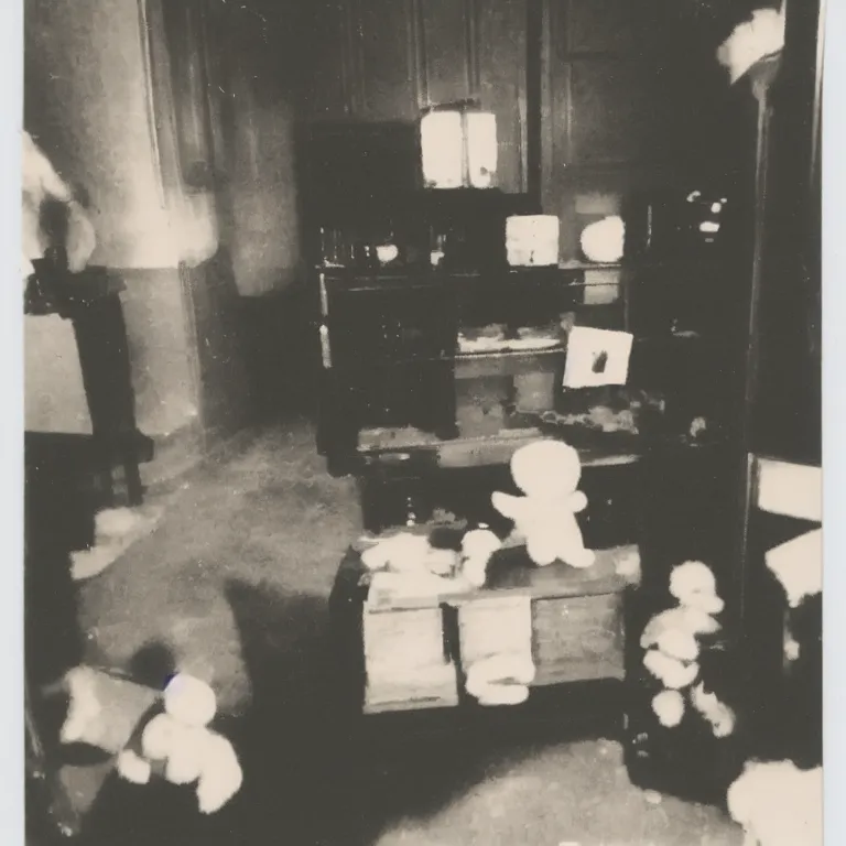 Prompt: Polaroid photograph of fumo plush in the backrooms