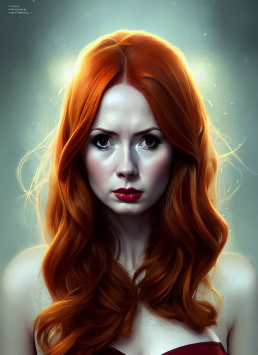 Image similar to Karen Gillan Batgirl, redhead, full body, no mask, symmetrical face symmetrical eyes, leaping from a building, illustration, artstation, cinematic lighting, hyperdetailed, cgsociety, 8k, high resolution, Charlie Bowater, Tom Bagshaw, Norman Rockwell, insanely detailed and intricate