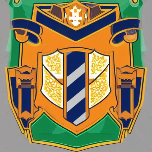 Image similar to high school badge, private school, coat of arms, isometric