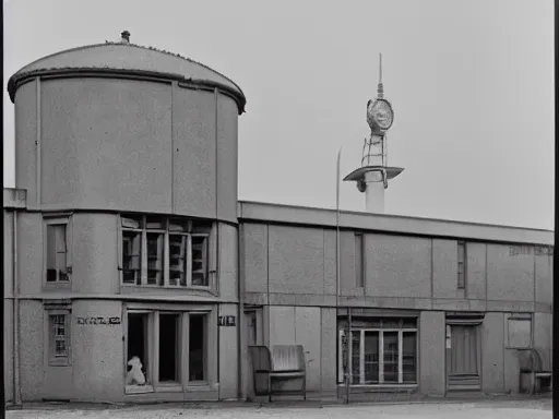 Prompt: a photo by berne becher and hilla becher of a post office