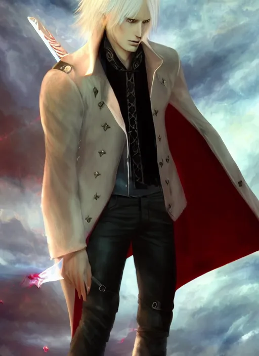 portrait of dante from devil may cry 4, medium length, Stable Diffusion