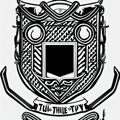 Image similar to emblem of the thule society, detailed, clean lines, black and white
