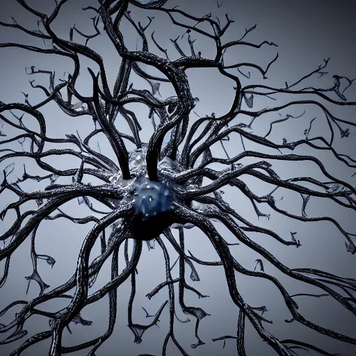 Image similar to army of neuron dendritic monster, t - pose, hyperrealistic, hyperdetailed, vray, 5 5 mm