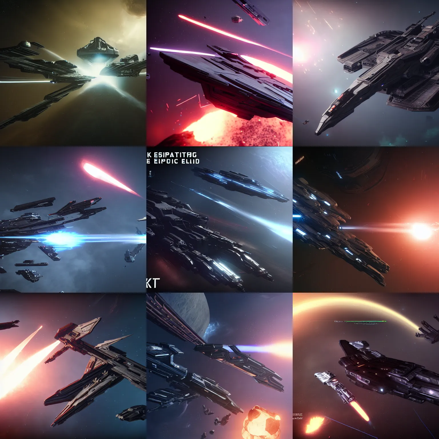 Prompt: epic spaceship battle eve online detailed smooth unreal engine 8 k render cg award winner
