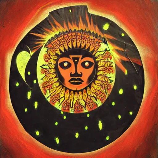 Prompt: black sun god