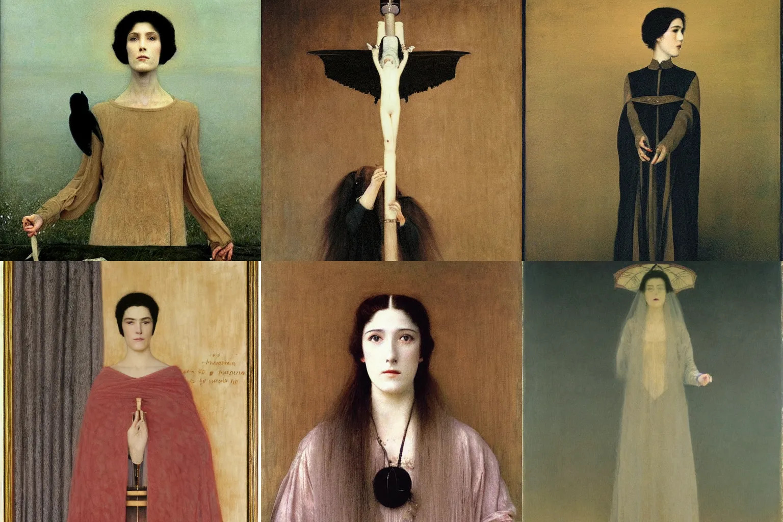 Prompt: curse and honor. painting by fernand khnopff.