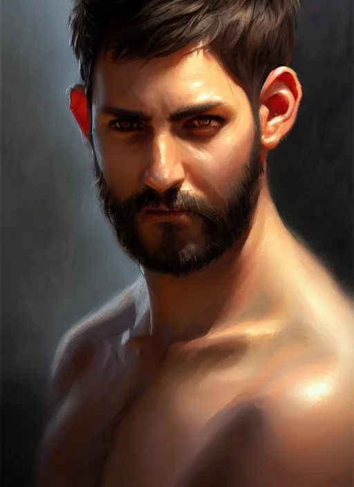 Image similar to a _ fantasy _ style _ portrait _ painting _ of light brown argentinian male short black hair defined chiseled facial features face big ears, rpg dnd oil _ painting _ unreal _ 5 _ daz. _ rpg _ portrait _ extremely _ detailed _ artgerm _ greg _ rutkowski _ greg