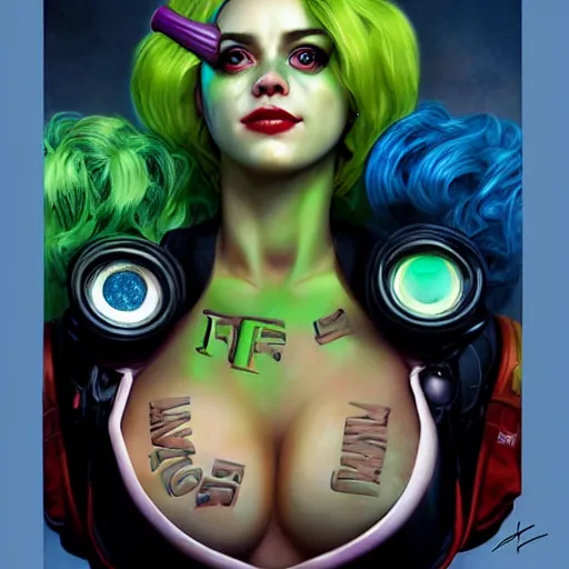 Image similar to lofi biopunk portrait harley quinn as shehulk, pixar style, by tristan eaton stanley artgerm and tom bagshaw.