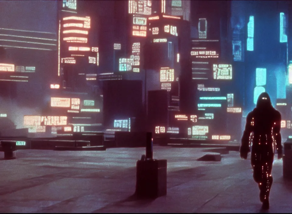 Image similar to cinematic shot from a 1 9 8 0 cyberpunk movie directed by stanley kubrick, kodak color film, leading lines, minimalism, photorealistic, volumetric lighting, f / 2 2
