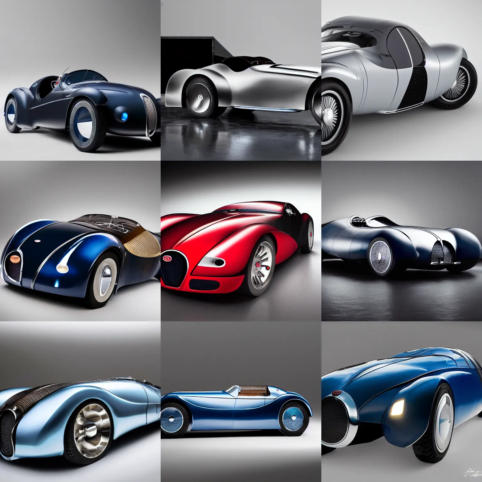 Prompt: a futuristic bugatti type 5 7 sc atlantic concept, studio lighting