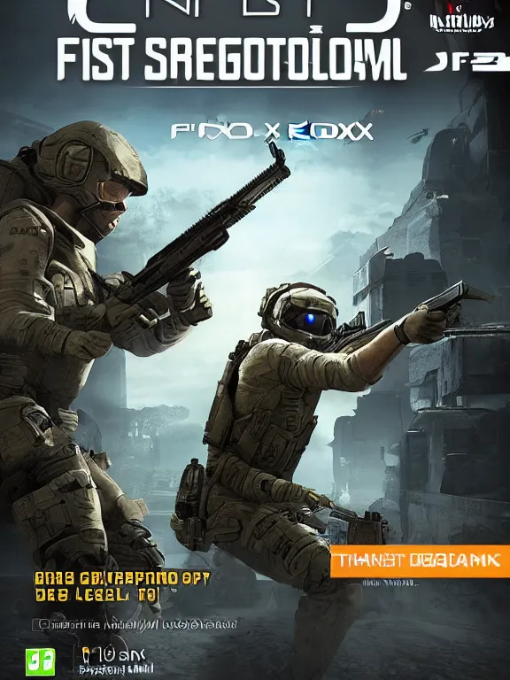 prompthunt: generic first person shooter video game box art