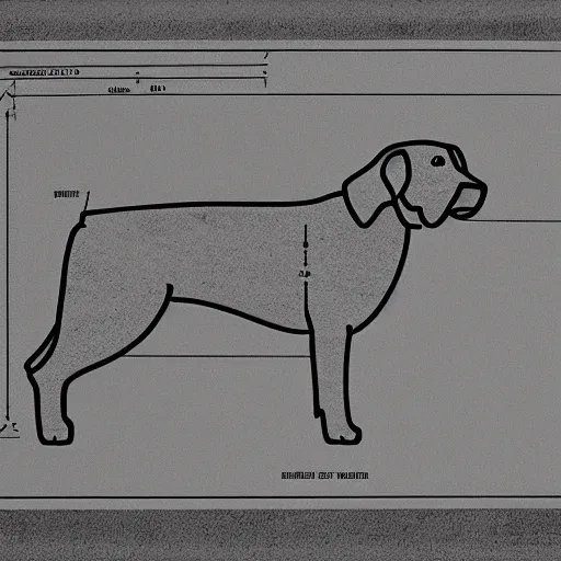 Prompt: blueprint schematics of a dog