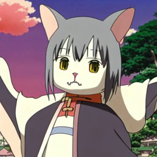 Prompt: anime key visual of hayao miyazaki studio ghibli, short - hair tabby cat wearing samurai armor