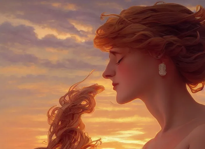 Prompt: sunset sky, elegant, highly detailed, digital painting, artstation, concept art, smooth, sharp focus, illustration, ArtStation, art by artgerm and greg rutkowski and alphonse mucha and J. C. Leyendecker and Edmund Blair Leighton and Charlie Bowater