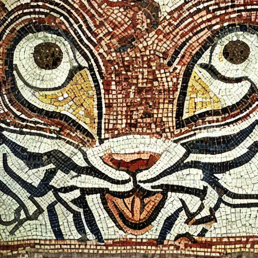 Image similar to roman mosaic of an ugly cat high detail