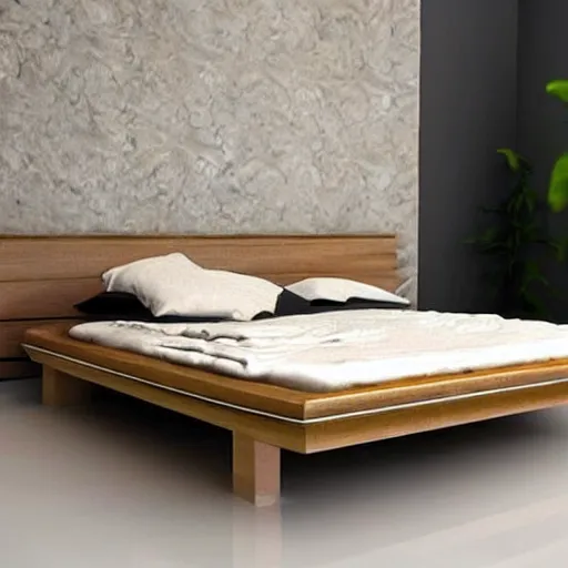 Prompt: a modern wood sculpted bed, detailed, realistic,