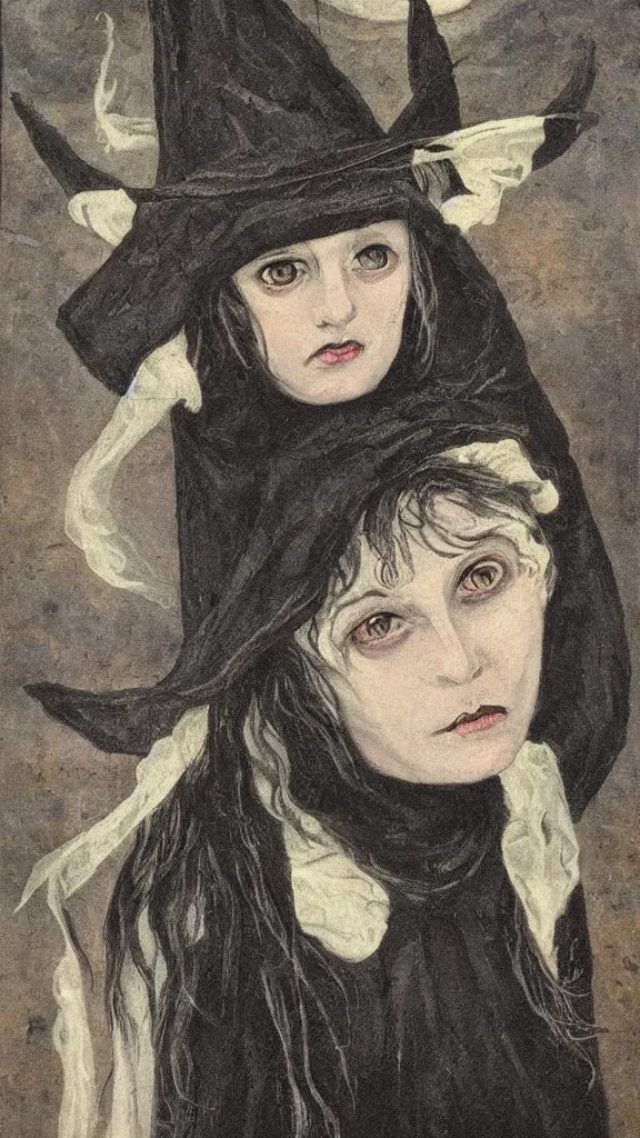 Image similar to witch with haunting eyes, victorian painting