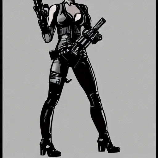 Prompt: the terminator, drawing pinup style illustration