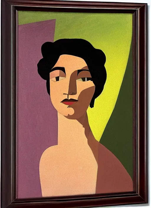 Prompt: a portrait of a pretty young lady by aaron douglas