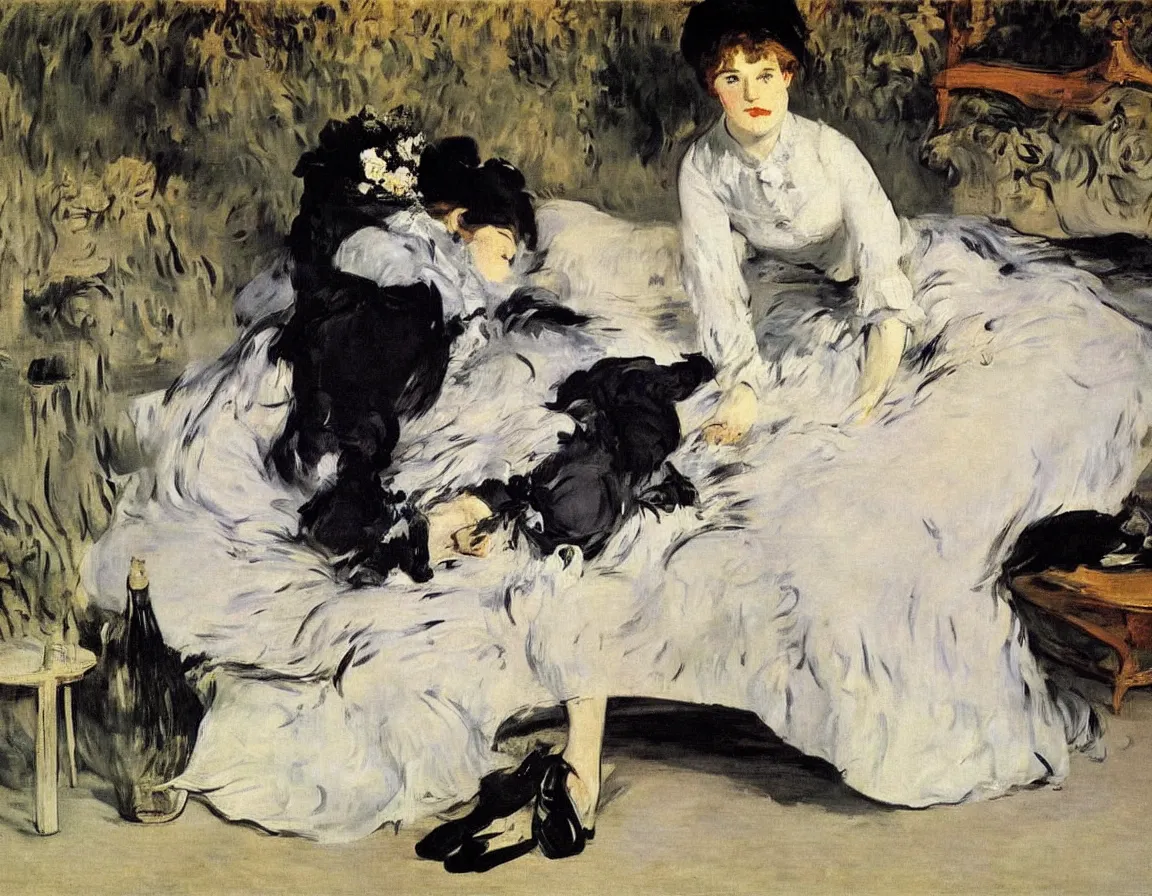 Image similar to edouard manet. marie is alone.