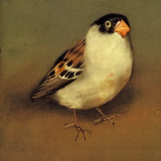 Prompt: a sparrow, by Goya, oil on canvas