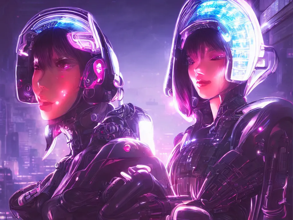 Prompt: portrait anime visual futuristic female cyber warrior, on cyberpunk neon light tokyo rooftop, ssci - fi and fantasy, intricate and very beautiful, concept art, smooth, illustration, art by rossdraws and luxearte and liya nikorov and taekwon kim / a - rang and rongzhen luo