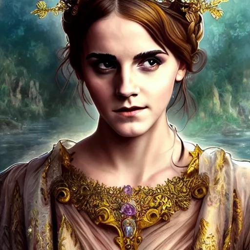 Prompt: Emma Watson as a roman Goddess, cute, fantasy, intricate, elegant, highly detailed, digital painting, 4k, HDR, concept art, smooth, sharp focus, illustration, art by artgerm and H R Giger and alphonse mucha