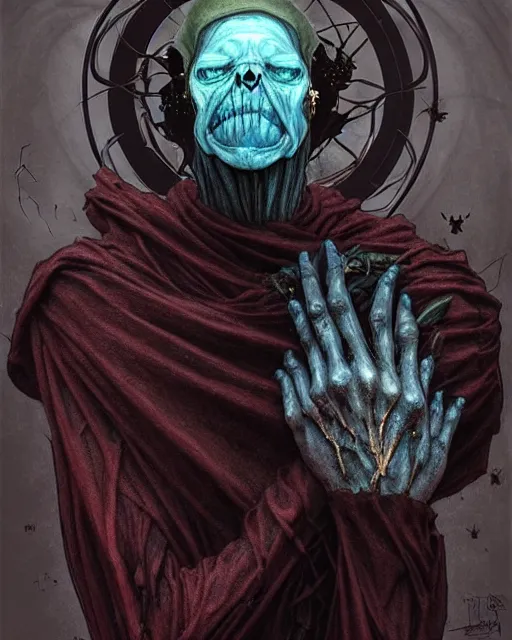 Prompt: the platonic ideal of flowers, rotting, insects and praying of cletus kasady ultimate carnage thanos dementor doctor manhattan nazgul davinci, deep focus, d & d, fantasy, elegant, digital painting, artstation, concept art, matte, scary, decay, dmt, art by brock hofer and artgerm and greg rutkowski and alphonse mucha