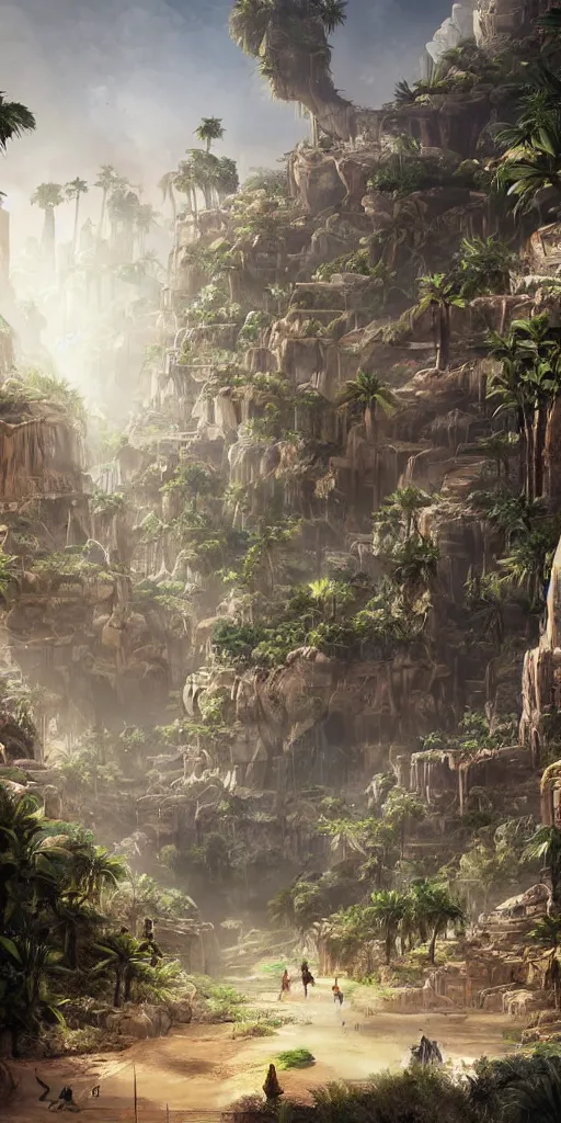 Image similar to concept art of rainforest city in the negev dessert. cinematic. epic framing, beautiful, highly detailed art station, behance, realistic