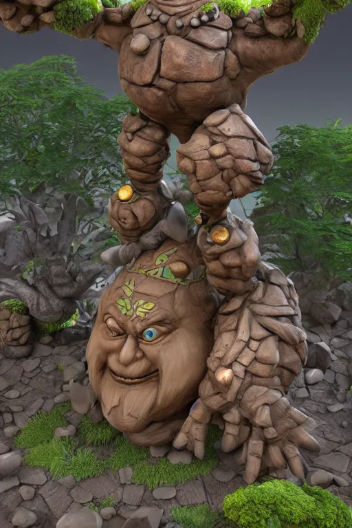 Image similar to zelda fantasy art giant golem troll wood rock, global illumination ray tracing hdr fanart arstation by sung choi and eric pfeiffer and gabriel garza and casper konefal hardmesh zbrushcentral