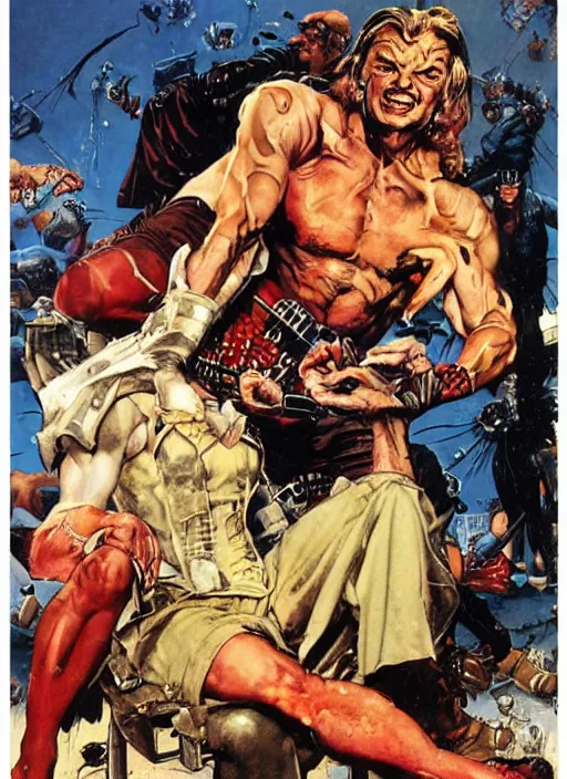 Image similar to full body and head portrait of udo kier as marvel sandman, dynamic action, painted by norman rockwell and phil hale and greg staples and tom lovell and frank schoonover and jack kirby