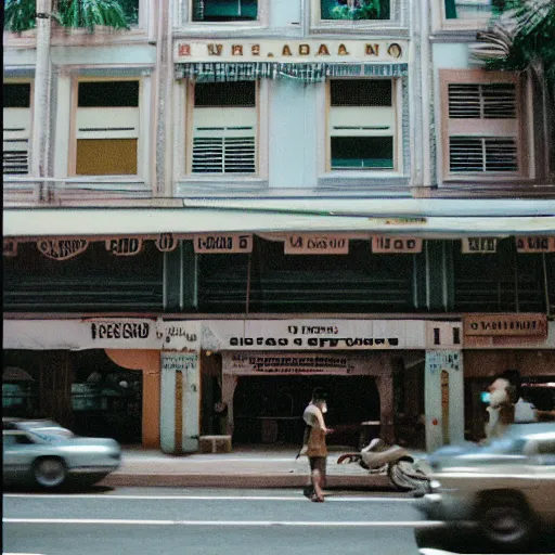 Image similar to vintage Singapore, film photo taken on expired film