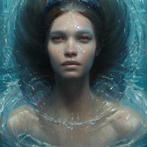 Prompt: a beautiful portrait of a water goddess with transparent skin by Greg Rutkowski and Raymond Swanland, Trending on Artstation, ultra realistic digital art