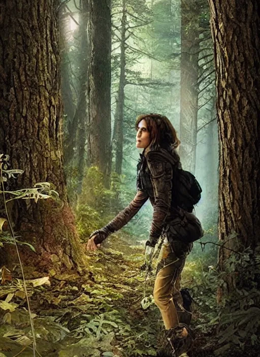 Prompt: Beautiful , Looks like amy jo johnson, In the woods, Dramatic, Edge, Good, Infused, Backlight, De-Noise, VFX, insanely detailed and intricate, hypermaximalist, elegant, ornate, hyper realistic, super detailed