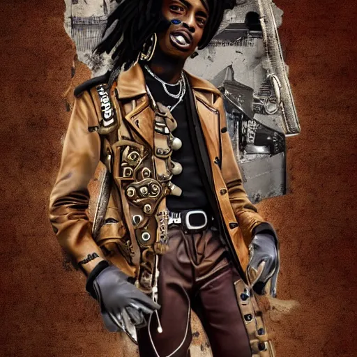 Image similar to playboi carti in steampunk style digital art 4 k the detailed super realistic