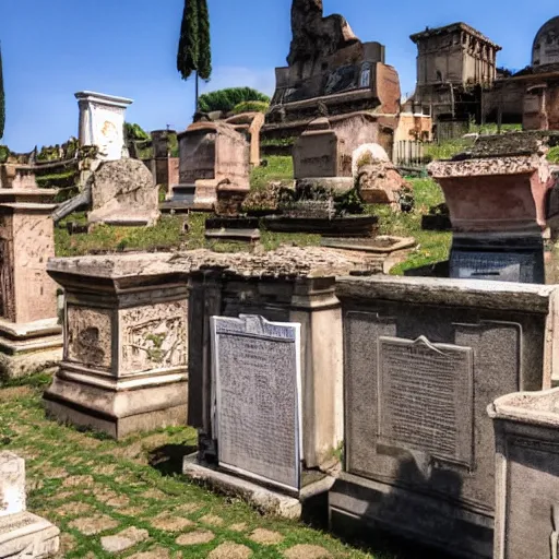 Image similar to Filmed photo of Rome necropolis, with japanese symbolic