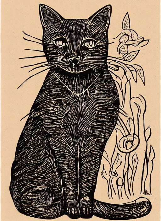 Image similar to cat woodcut print by Samuel Jessurun de Mesquita