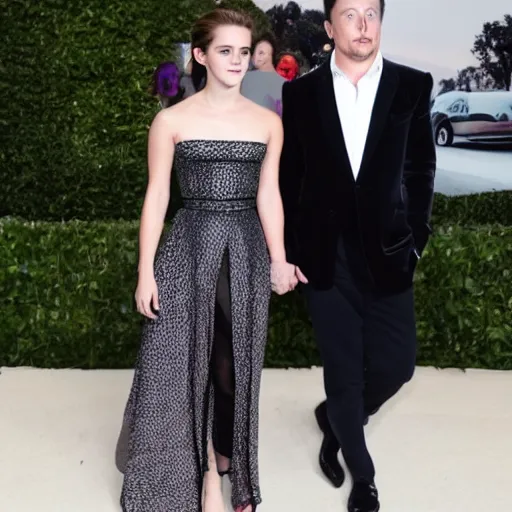 Image similar to emma watson and elon musk turning into a monsters