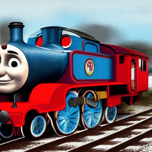 Prompt: richard nixon as a train in thomas the tank engine, 8 k, trending on artstation