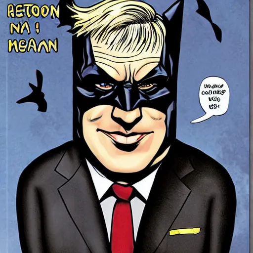 Prompt: comic cover book of boris johnson as batman ,