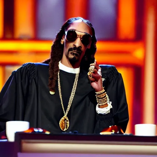 Prompt: snoop dogg on the judging panel of rupauls drag race