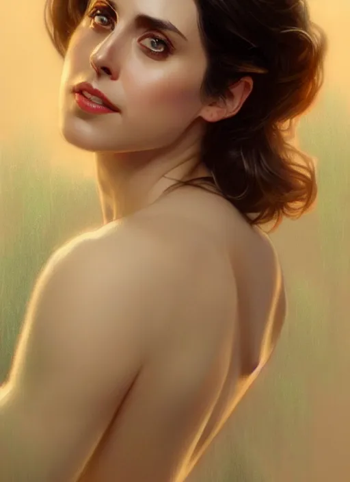 Image similar to ultra realistic illustration, handsome alison brie. realistic intricate, elegant, highly detailed, digital painting, artstation, concept art, smooth, sharp focus, illustration, art by artgerm and greg rutkowski and alphonse mucha and wlop