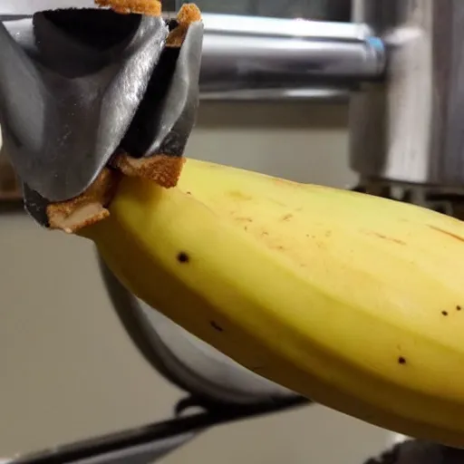 Prompt: peeled banana is actually a robot