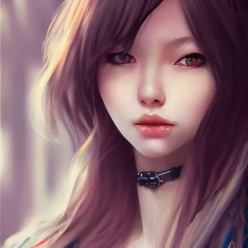 Image similar to a beautiful girl by wlop, closeup headshot, 8 k, closeup, high detailed, smooth, trending on artstation, digital illustration.