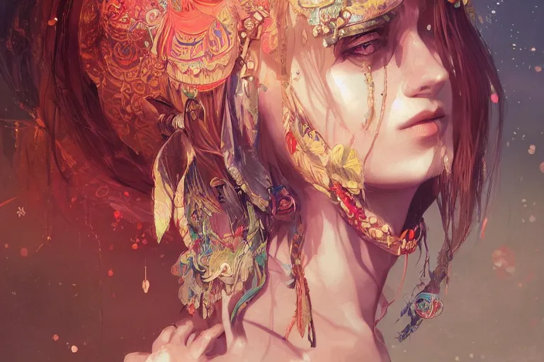 Image similar to a beautiful bohemian girl, intricate, highly detailed, digital painting,, official media, anime key visual, concept art, rich vivid colors, ambient lighting, sharp focus, illustration, art by wlop