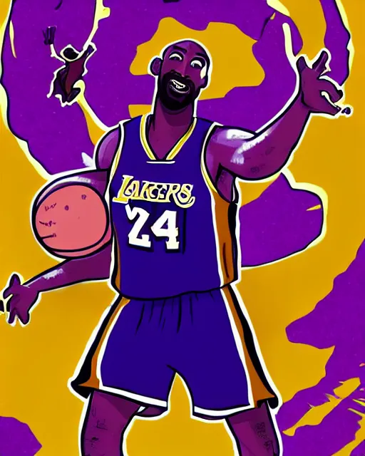 Image similar to kobe bryant in the style of justin roiland, cinematic lighting, style of rick & morty, photographic, photography. by justin roiland