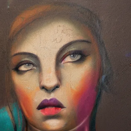 Image similar to Graffiti of a realistic portrait of a woman