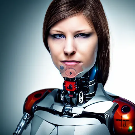 Image similar to portrait photo of a female cyborg