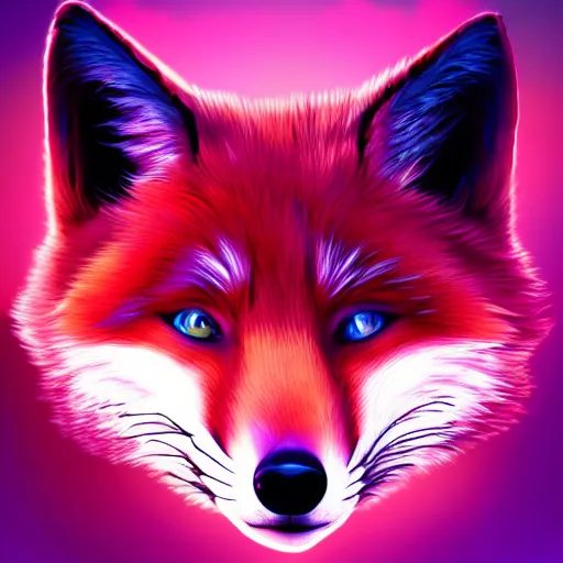 Image similar to digital fox, retrowave palette, highly detailed, anatomically correct vulpine, synth feel, fluffy face, ear floof, flowing fur, super realism, accurate animal imagery, 4 k digital art