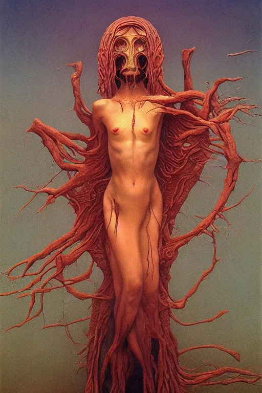 Image similar to an amazing masterpiece of art by gerald brom, Zdzisław Beksiński, force